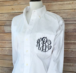 Embroidered White Bride Button Down